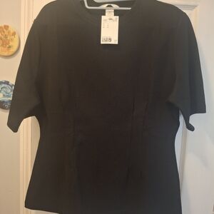 Women’s Black Short Sleeve Crewneck Top